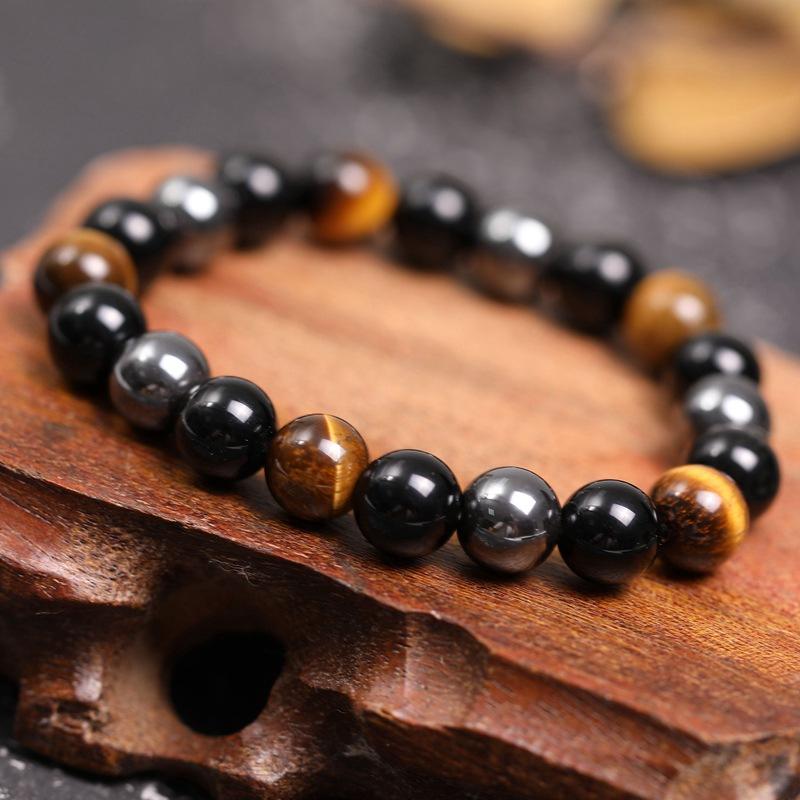 Buddha & Karma Triple Protection Bracelet - Tiger’s Eye, Obsidian, Hematite