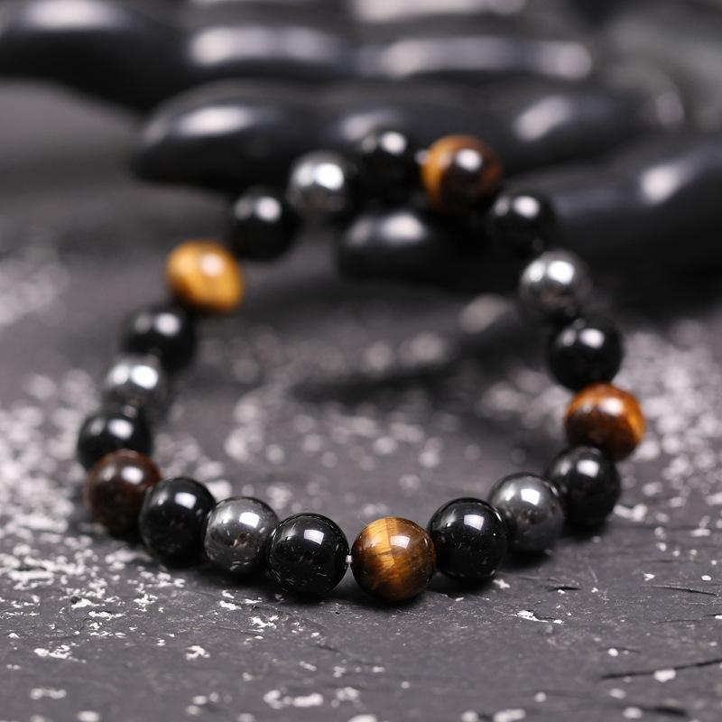 Buddha & Karma Triple Protection Bracelet - Tiger’s Eye, Obsidian, Hematite