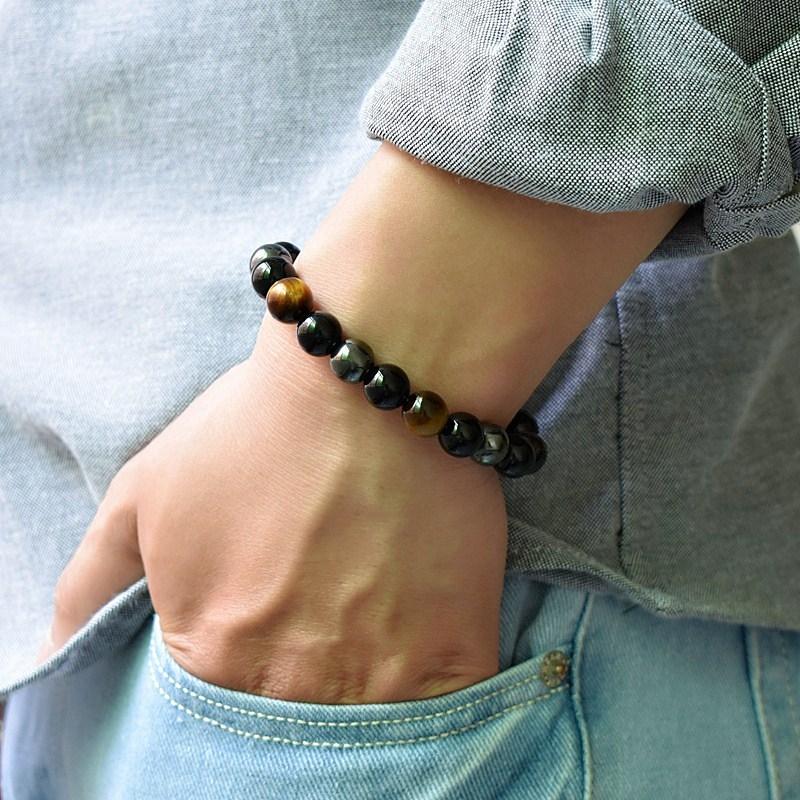 Buddha & Karma Triple Protection Bracelet - Tiger’s Eye, Obsidian, Hematite