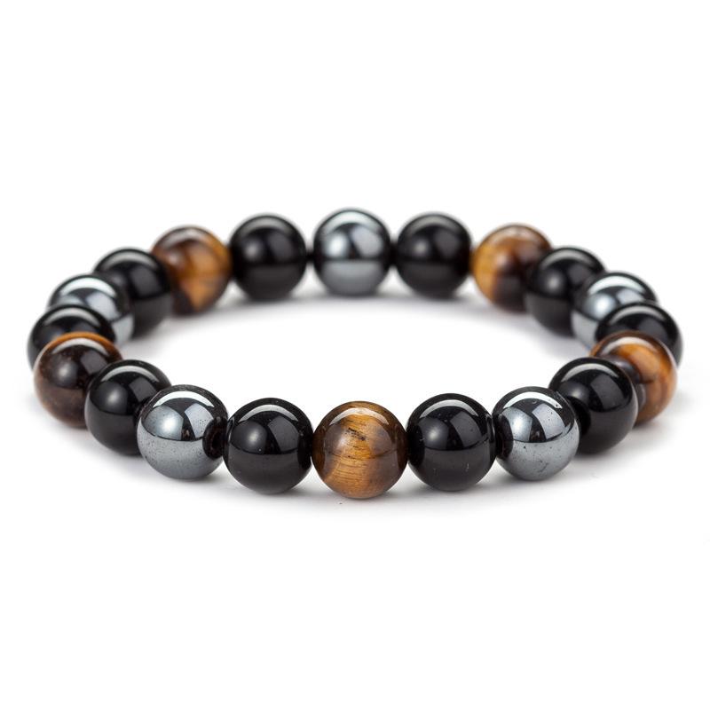 Buddha & Karma Triple Protection Bracelet - Tiger’s Eye, Obsidian, Hematite