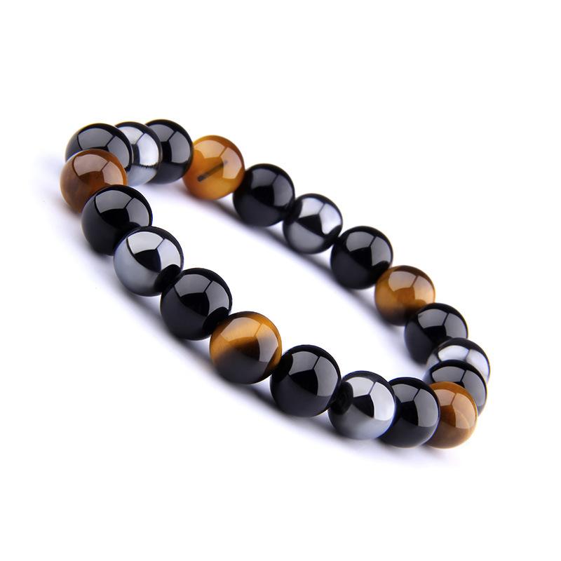 Buddha & Karma Triple Protection Bracelet - Tiger’s Eye, Obsidian, Hematite