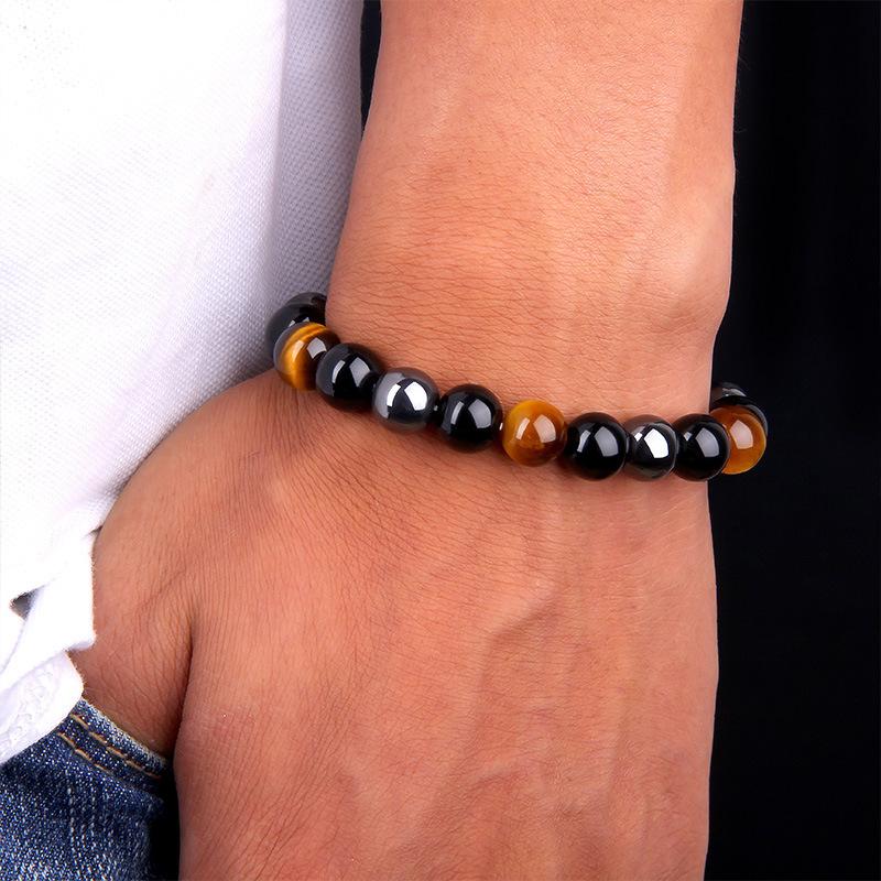 Buddha & Karma Triple Protection Bracelet - Tiger’s Eye, Obsidian, Hematite