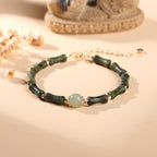 Buddha & Karma Hetian Jade Peridot Lucky Bamboo Bracelet