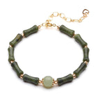 Buddha & Karma Hetian Jade Peridot Lucky Bamboo Bracelet