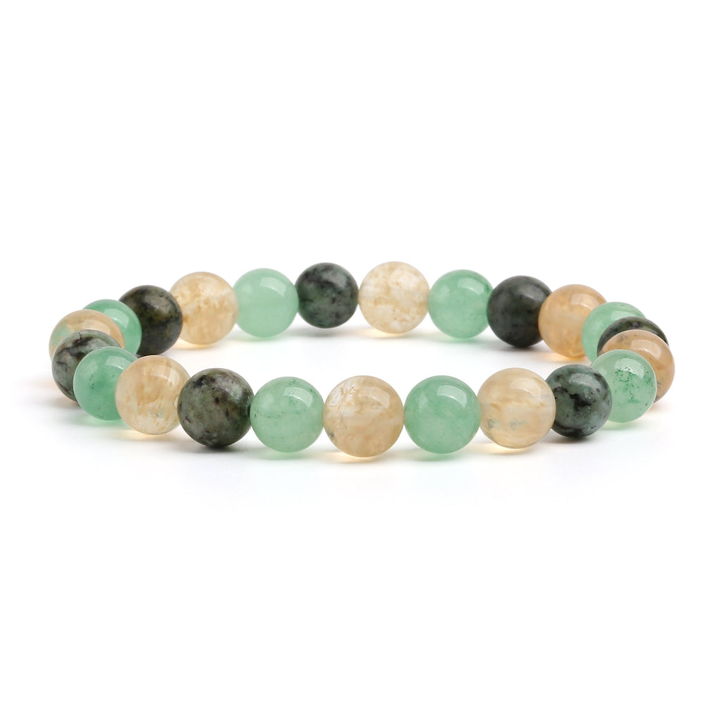 Buddha & Karma Triple Prosperity Bracelet - Citrine, Green Aventurine, Turquoise