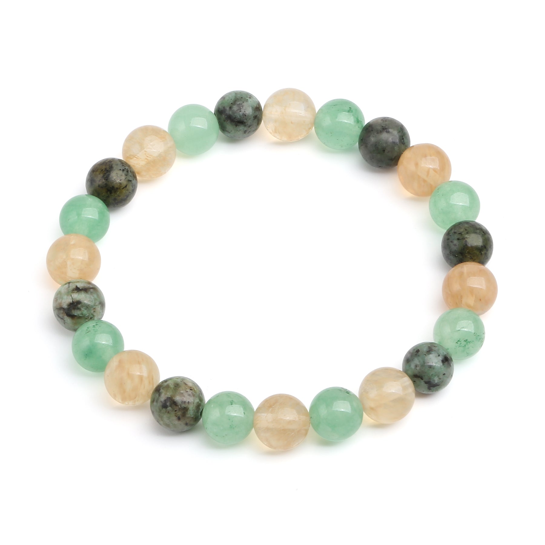 Buddha & Karma Triple Prosperity Bracelet - Citrine, Green Aventurine, Turquoise