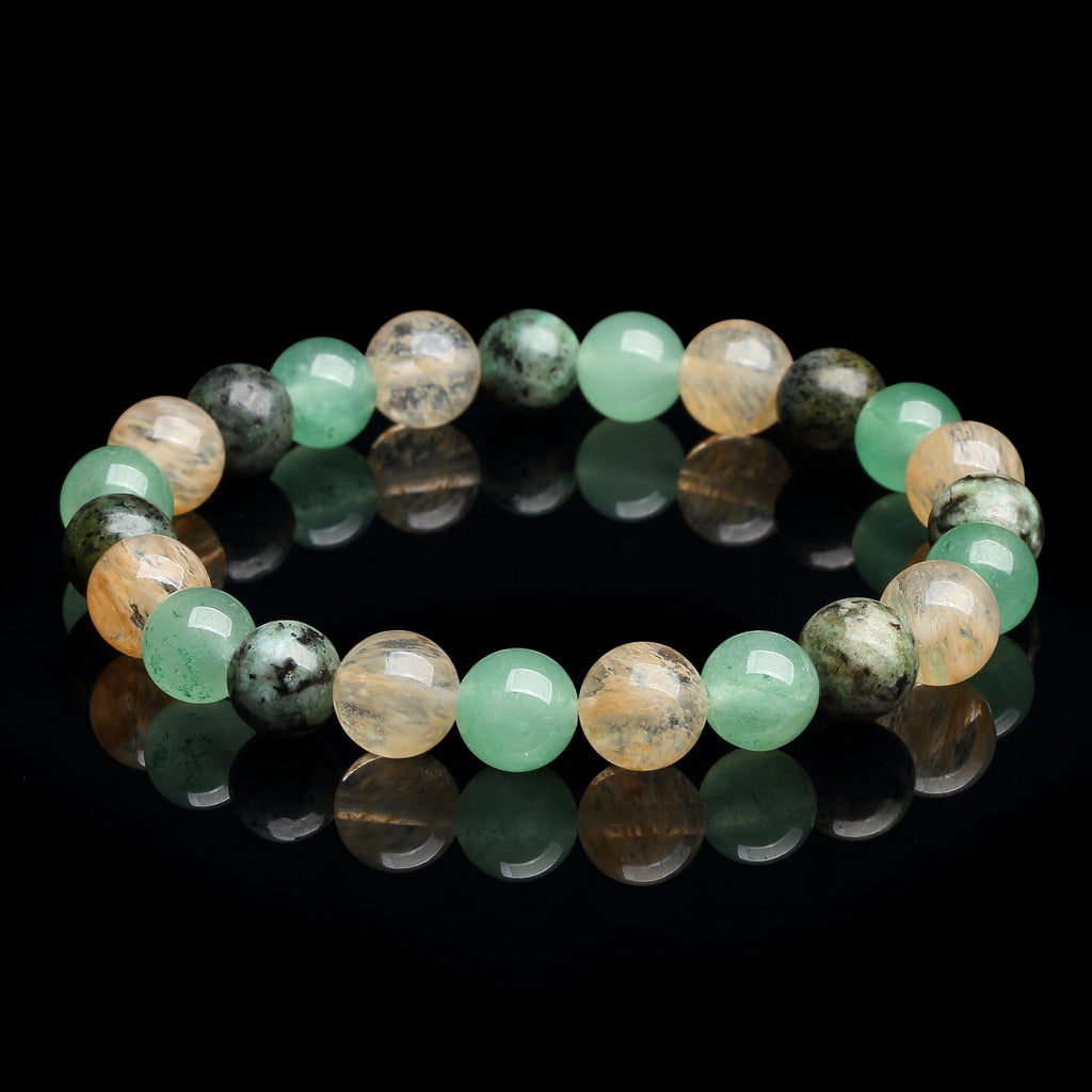 Buddha & Karma Triple Prosperity Bracelet - Citrine, Green Aventurine, Turquoise