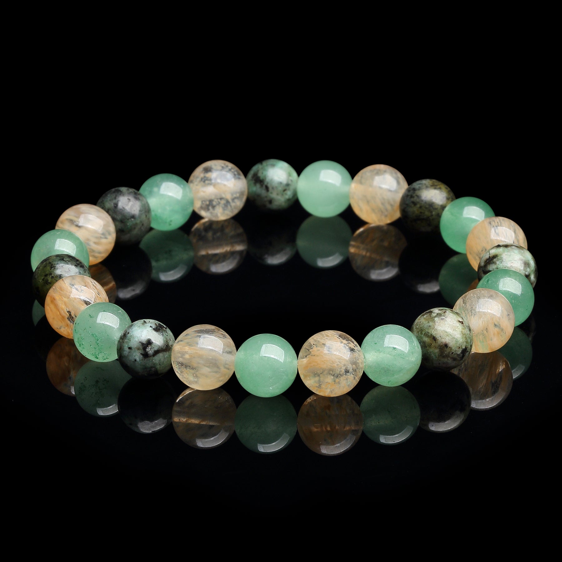 Buddha & Karma Triple Prosperity Bracelet - Citrine, Green Aventurine, Turquoise