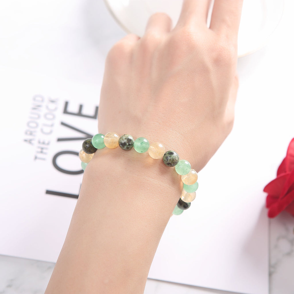Buddha & Karma Triple Prosperity Bracelet - Citrine, Green Aventurine, Turquoise