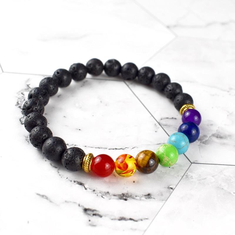 Buddha & Karma 7 Chakra Lava Stone Bracelet - Essential Oil Diffuser