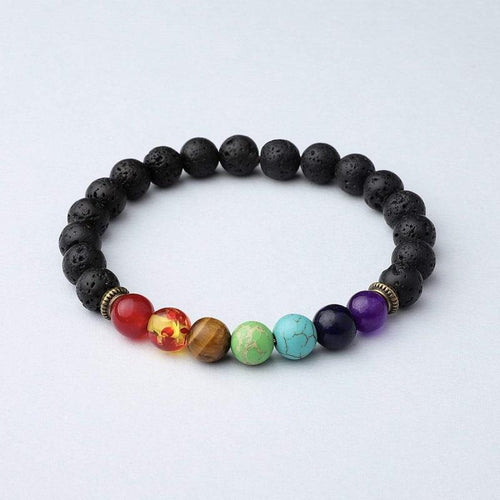 Buddha & Karma 7 Chakra Lava Stone Bracelet - Essential Oil Diffuser