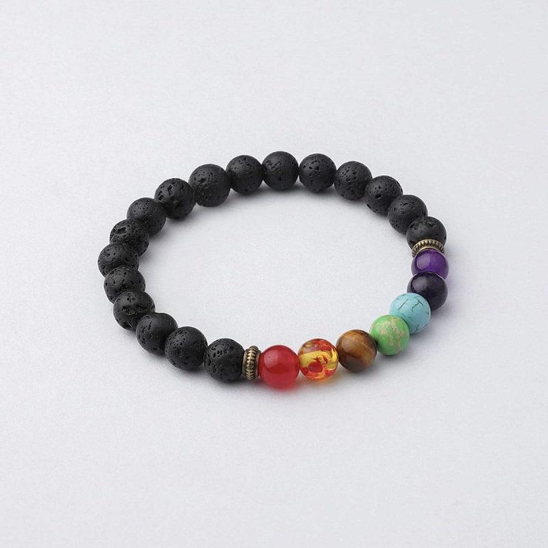 Buddha & Karma 7 Chakra Lava Stone Bracelet - Essential Oil Diffuser