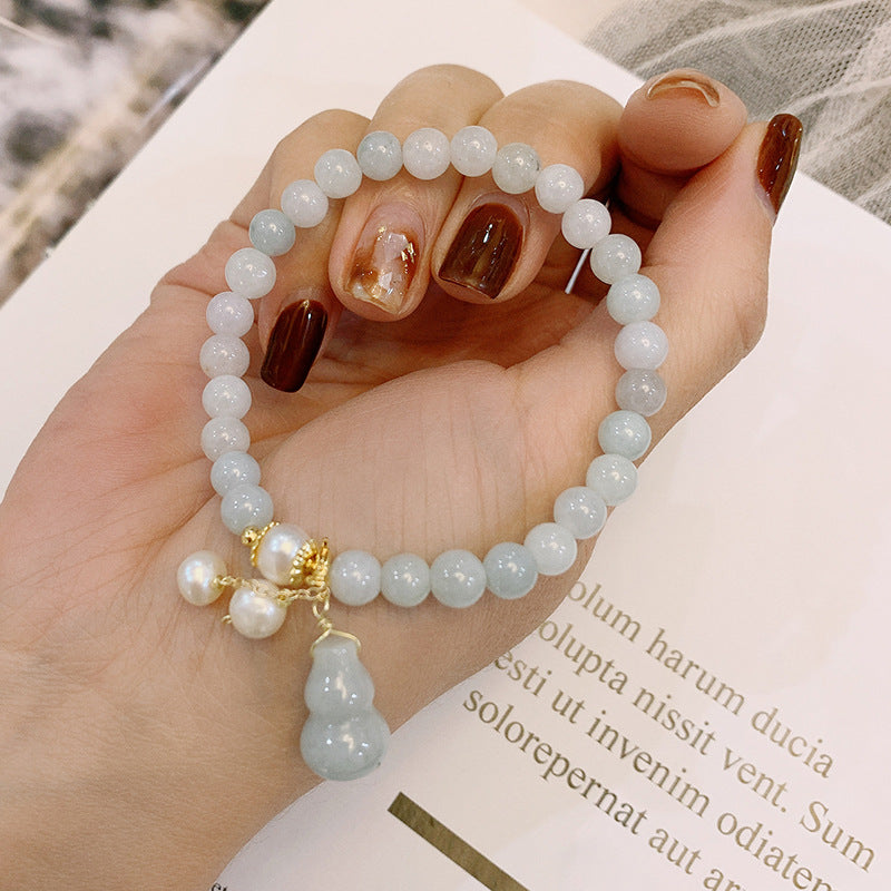 Buddha & Karma Light Green Jade Wu Lou Amulet Bracelet - Feng Shui Bracelet for Health