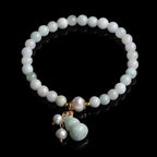 Buddha & Karma Light Green Jade Wu Lou Amulet Bracelet - Feng Shui Bracelet for Health