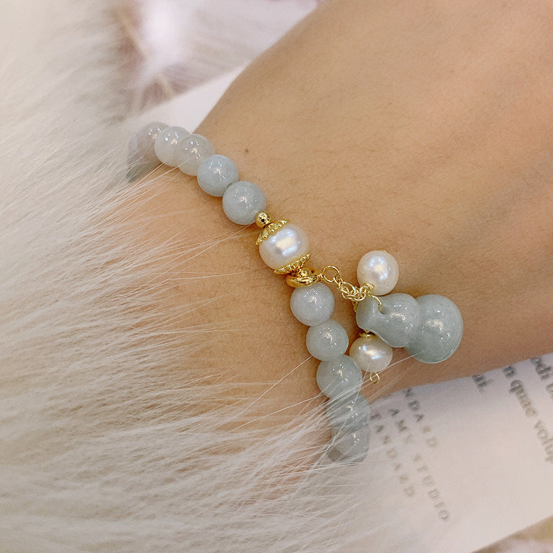 Buddha & Karma Light Green Jade Wu Lou Amulet Bracelet - Feng Shui Bracelet for Health
