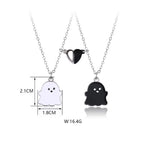 2Pcs/Set Cartoon Ghost Heart Pendant BFF Necklace