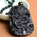 Buddha & Karma Natural Black Obsidian Dragon Protection Necklace