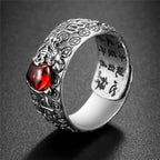 Buddha & Karma Natural Garnet Pixiu Ring - Feng Shui Wealth Ring