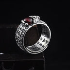 Buddha & Karma Natural Garnet Pixiu Ring - Feng Shui Wealth Ring