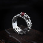 Buddha & Karma Natural Garnet Pixiu Ring - Feng Shui Wealth Ring