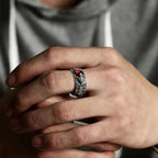 Buddha & Karma Natural Garnet Pixiu Ring - Feng Shui Wealth Ring