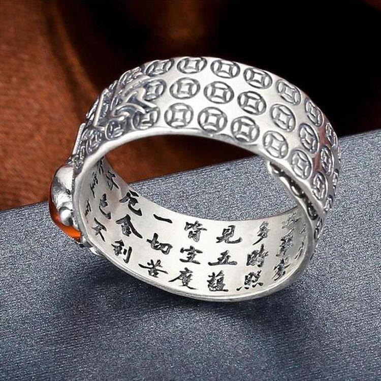 Buddha & Karma Natural Garnet Pixiu Ring - Feng Shui Wealth Ring