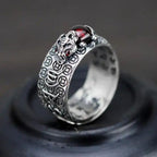 Buddha & Karma Natural Garnet Pixiu Ring - Feng Shui Wealth Ring
