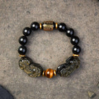 Buddha & Karma Natural Gold Obsidian Double Pixiu Bracelet