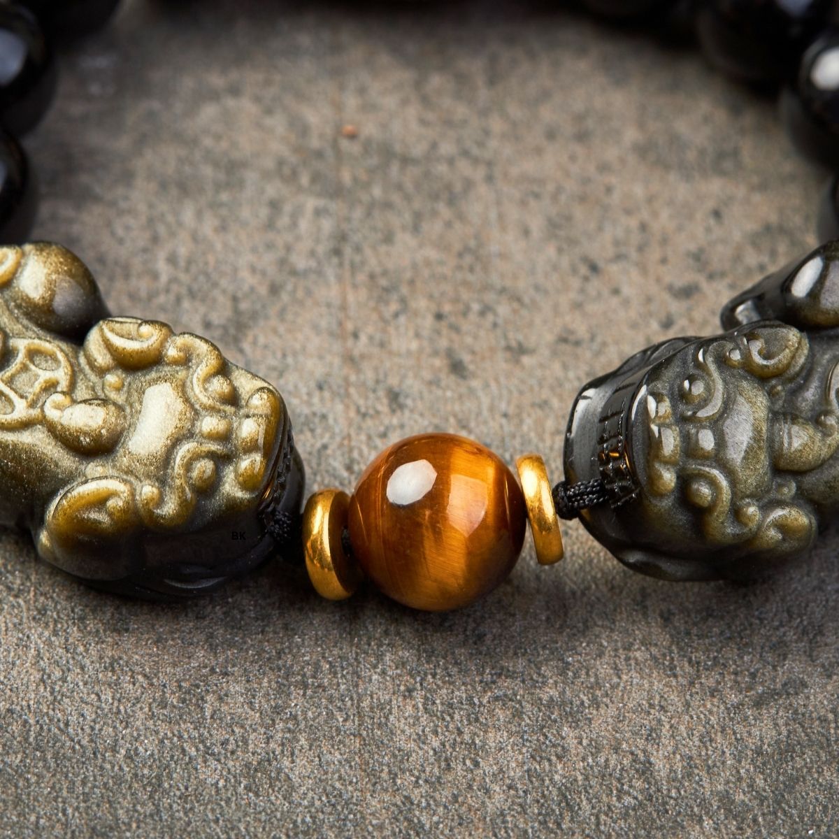 Buddha & Karma Natural Gold Obsidian Double Pixiu Bracelet
