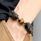 Buddha & Karma Natural Gold Obsidian Double Pixiu Bracelet