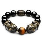 Buddha & Karma Natural Gold Obsidian Double Pixiu Bracelet