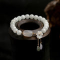 Buddha & Karma Natural Light Green Jade Bead Bracelet for Luck