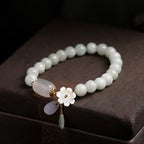 Buddha & Karma Natural Light Green Jade Bead Bracelet for Luck
