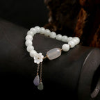 Buddha & Karma Natural Light Green Jade Bead Bracelet for Luck