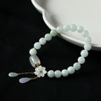 Buddha & Karma Natural Light Green Jade Bead Bracelet for Luck