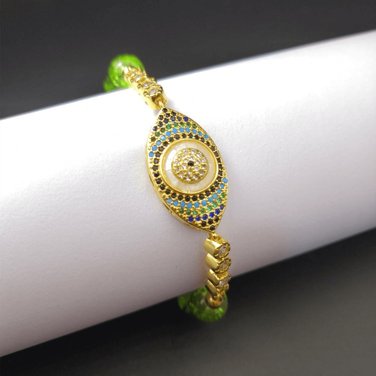 Buddha & Karma Natural Peridot Style Evil Eye Bracelet