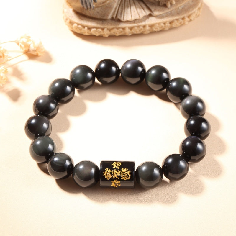 Buddha & Karma Natural Rainbow Obsidian Healing Bracelet