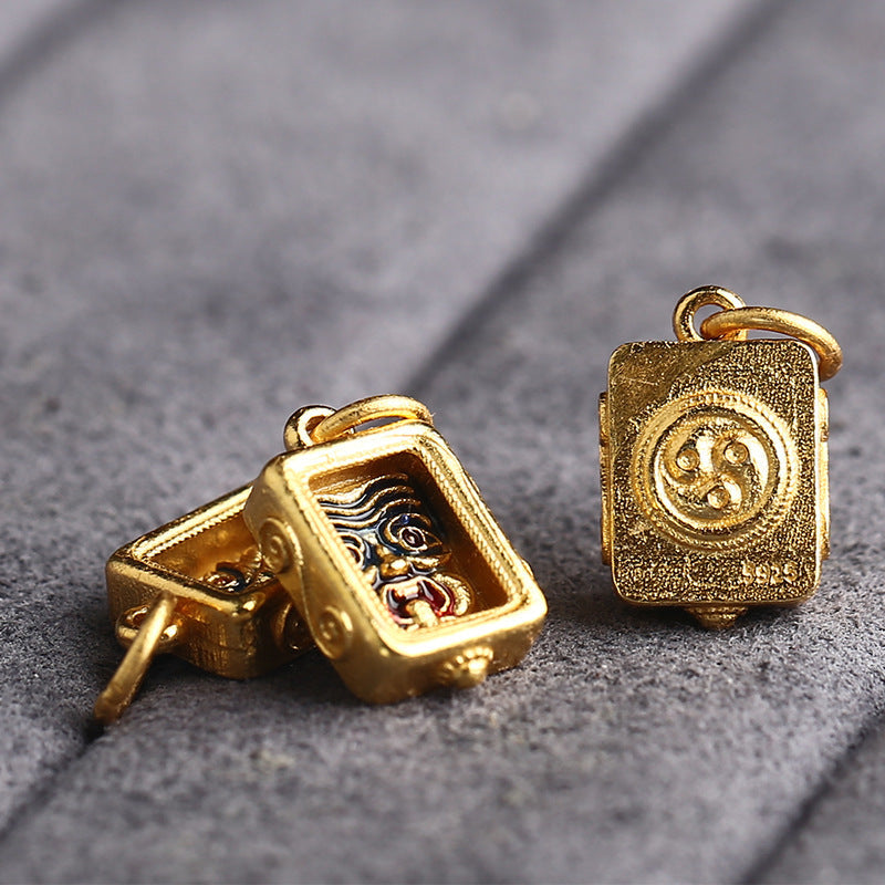 S925 Silver, Zakiram Ancient Gold Burnt Blue Enamel Gold Plated Bead Accessories