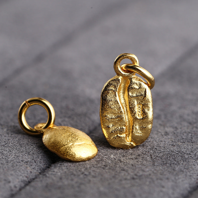 S925 Silver, Coffee Bean Gold Bean Silver Gold Plated DIY Jewelry Accessories