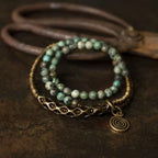 Turquoise Multi-circle Bracelet Handmade Copper Ornaments Energy Bracelet for Men and Women