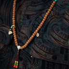 Dragon Vein Exploding Texture Rudraksha 108 Mala Beads Bracelet with Agate Stone Accents