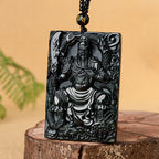 Natural A-Grade Black Jadeite Guan Gong Dragon Pendant for Men & Women