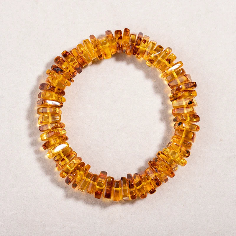 Natural amber beeswax square spacer bracelet, men's and women's fashion bracelets