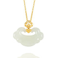 Natural Hetian White Jade Ruyi Lock Pendant – Talisman of Protection & Peace