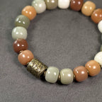 Multi-Colored Bodhi Seed & Brass Bead Bracelet – Stress Relief Wrist Mala