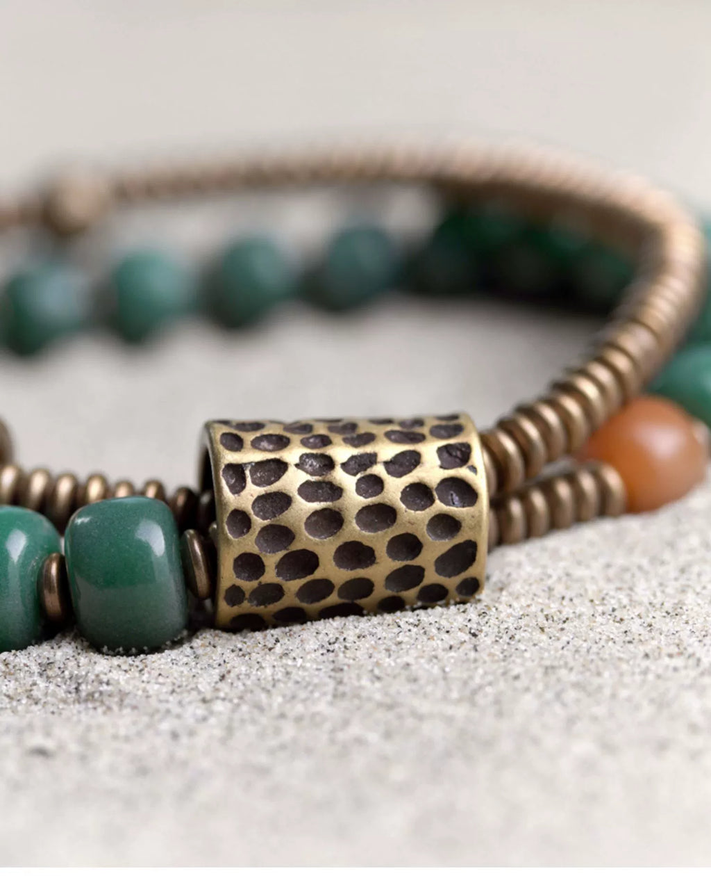 Double-Layer Bodhi Beads& Brass Bracelet Calming Stress-Relief Stack for Women