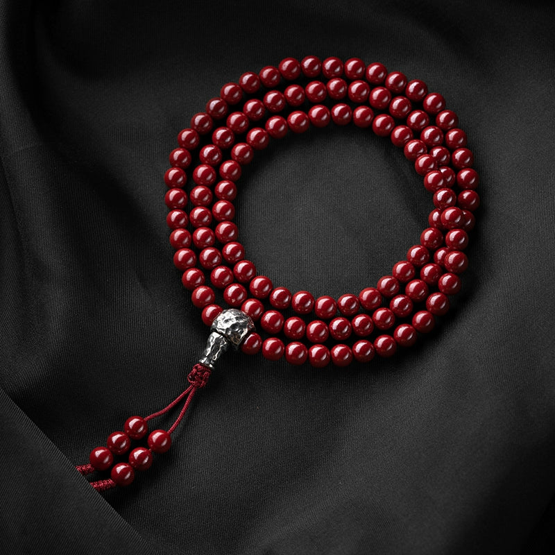 Buddha3bodhi 6mm Cinnabar 108 Bead Mala High-Quality Prayer Beads