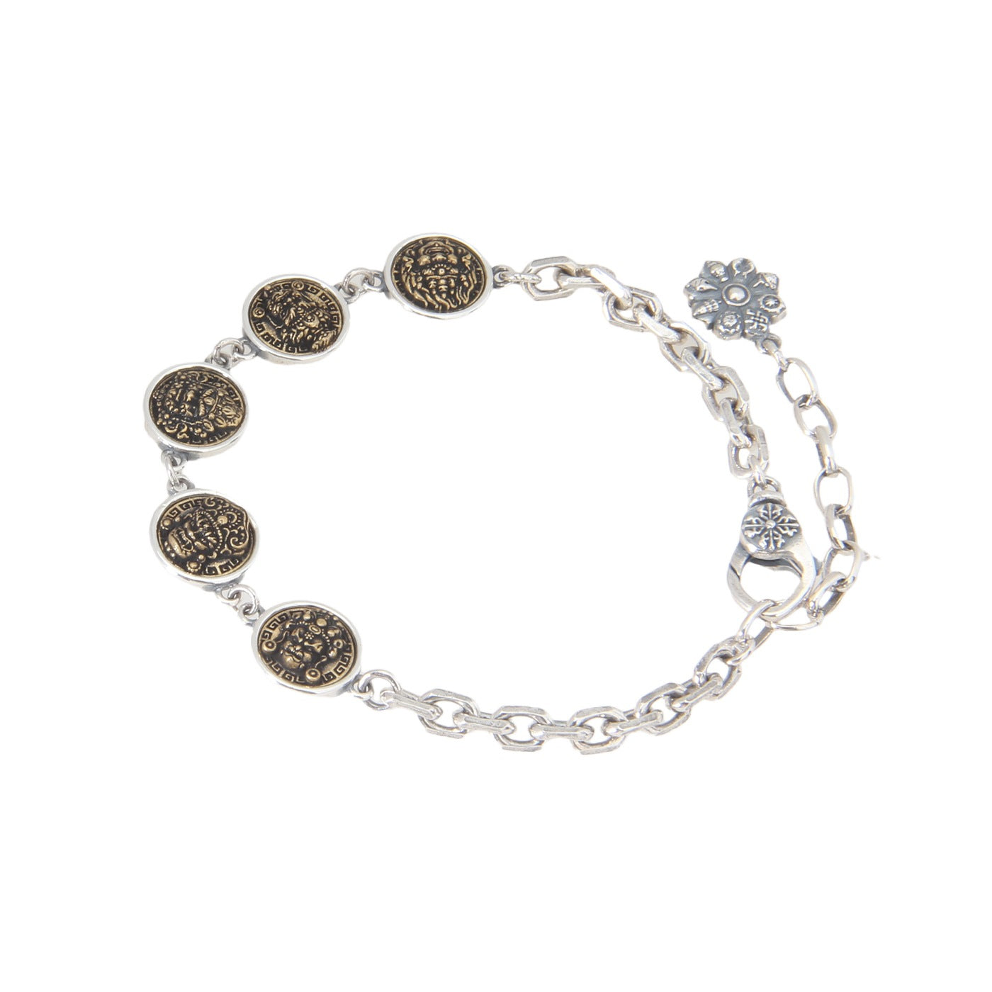 925 Sterling Silver Five Wealth Gods Tibetan Pendant