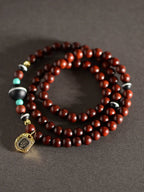 Fashion Lobular Red Sandalwood Bracelet Handmade Three-String Bracelet