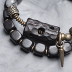 Double-Layer Black Rutilated Quartz & Ebony Wood Bracelet Men’s Vintage Protection Beads
